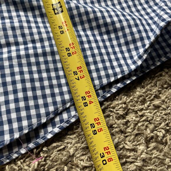 LL Bean Mens Large Button Up Shirt blue Striped Short Sleeve Wrinkle Resistant - Picture 2 of 5